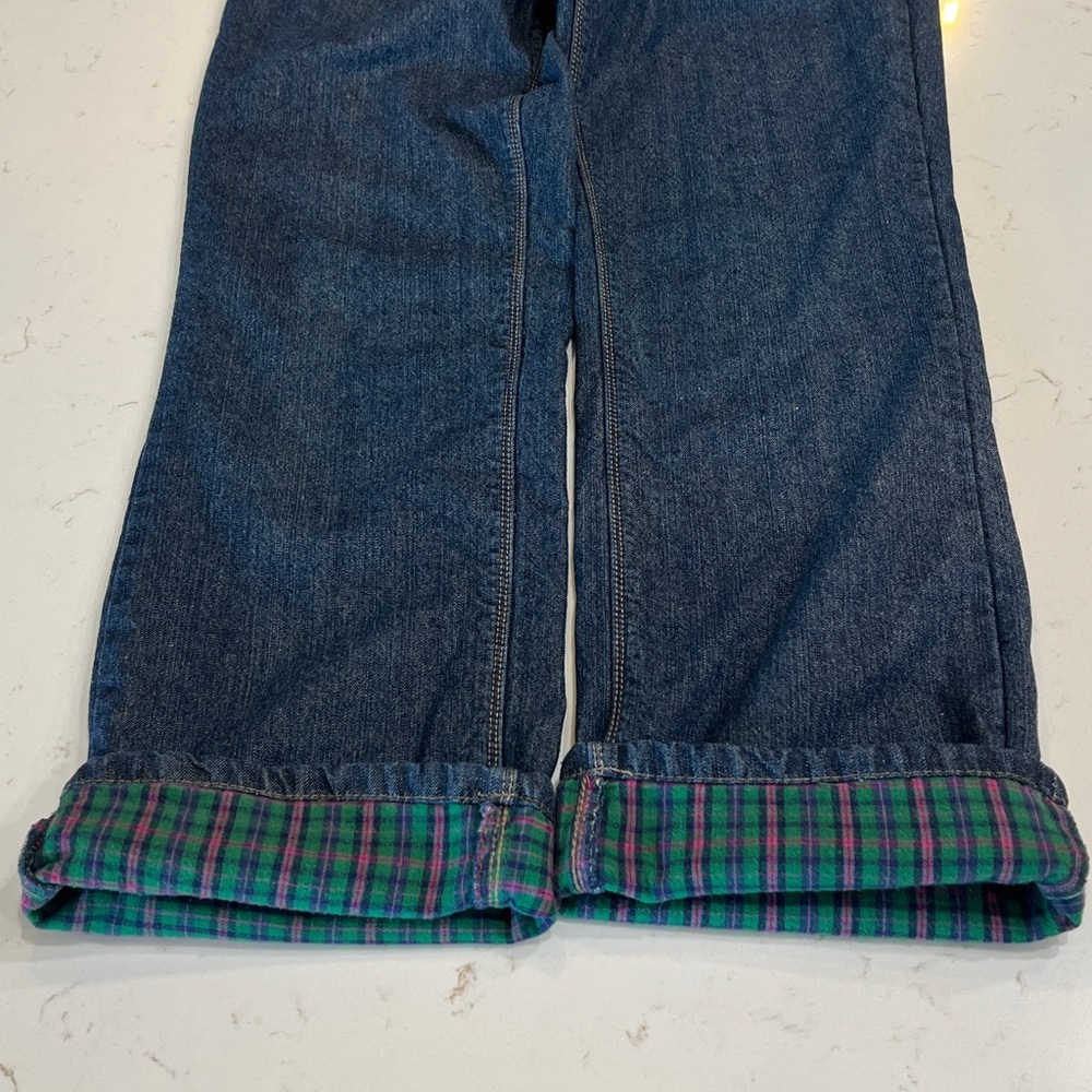 Natural Reflections Plaid Lined Dark Wash Jeans Size 6 - Picture 7 of 13